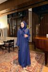 Nervürlü Elbise Abaya Lacivert