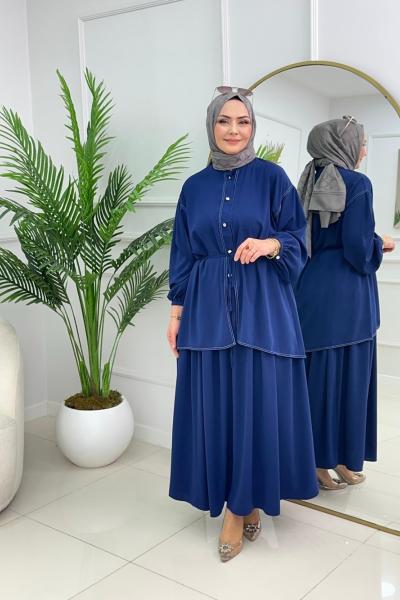 AYCAN ETEKLİ TAKIM - LACİVERT Lacivert