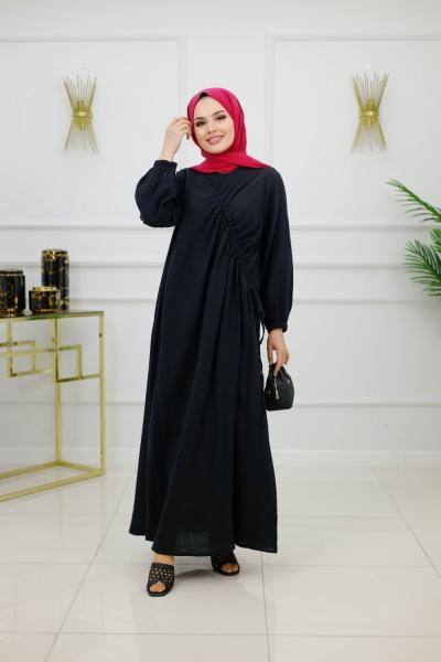BANU MÜSLİN BÜZGÜLÜ ELBİSE-ELBİSE Siyah