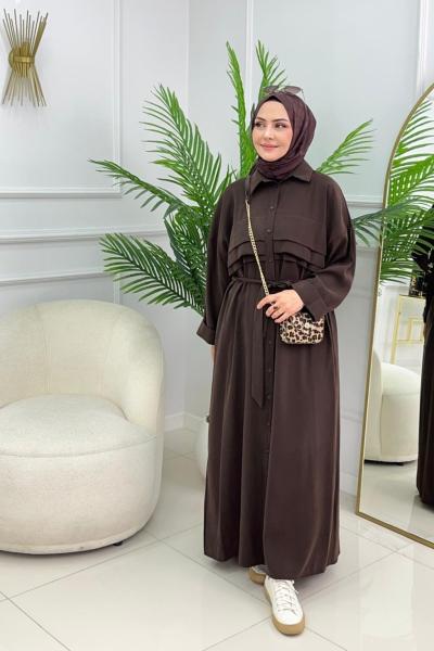 CLASSY MODAL ELBİSE - ACI KAHVE Acı Kahve