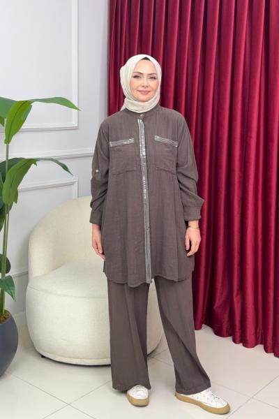 CLAY KETEN TAKIM - ACI KAHVE Kahverengi