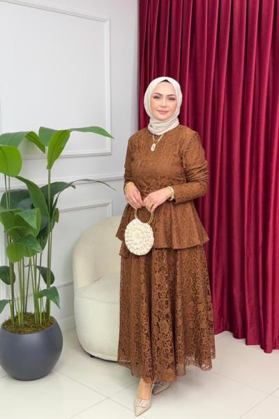 FULYA DANTELLİ TAKIM - KAHVERENGİ  Sütlü Kahve