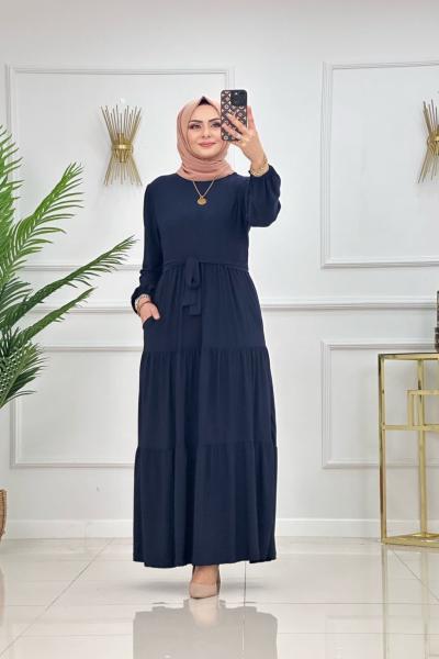 GÜLİZ ELBİSE-LACİVERT Lacivert