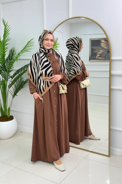 GÜLNAZ ELBİSE - KAHVERENGİ  Kahverengi