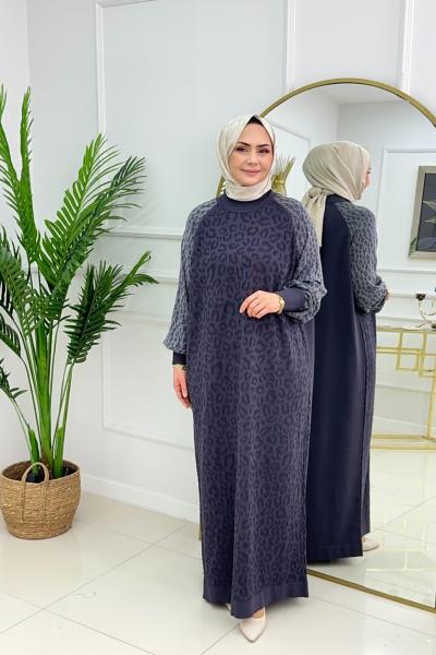 HAVVA MERSERİZE ELBİSE - ANTRASİT Antrasit