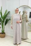 HAVVA MERSERİZE ELBİSE - BEJ Bej