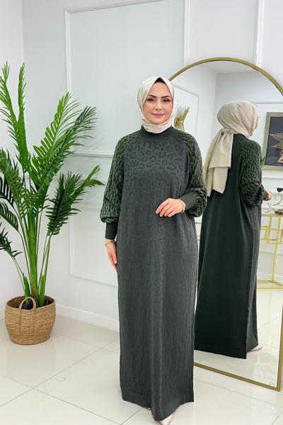 HAVVA MERSERİZE ELBİSE - HAKİ Haki