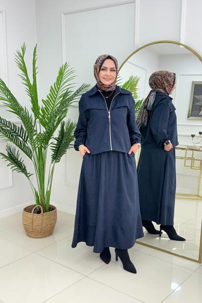 HİFA ETEKLİ TAKIM - LACİVERT Lacivert