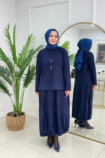 HÜLYA ETEKLİ TAKIM - LACİVERT Lacivert