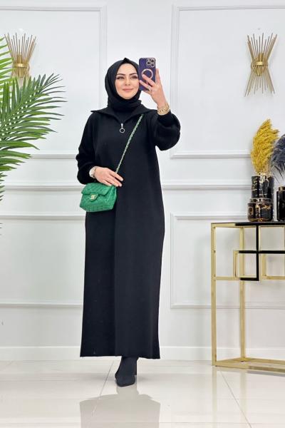 LARA TRİKO ELBİSE-SİYAH Siyah