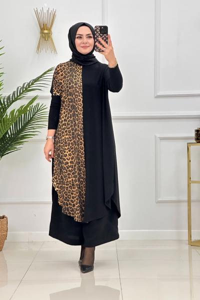 LEOPAR TUNİK-SİYAH Siyah