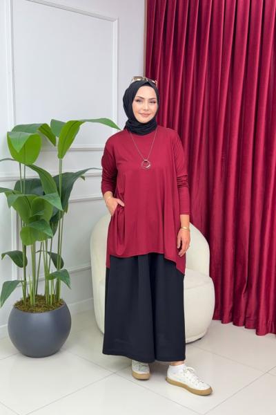 LİNA PENYE TUNİK - BORDO Bordo