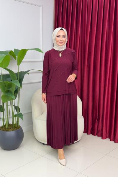 NARE ETEKLİ TAKIM-BORDO Bordo