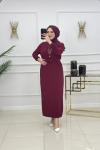NAZLI PİLİSE ELBİSE-BORDO Bordo