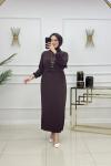 NAZLI PİLİSELİ ELBİSE-ACI KAHVE Acı Kahve