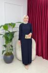 NAZLI PİLİSELİ ELBİSE - LACİVERT  Lacivert