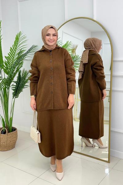 ÖYKÜ ETEKLİ TAKIM - KAHVERENGİ  Kahverengi