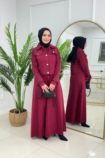 SELLY CEKETLİ TAKIM - BORDO Bordo