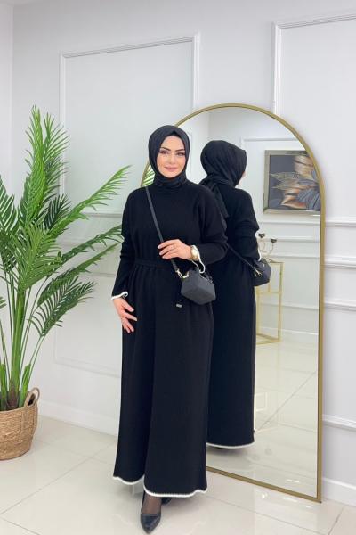 SELVİ TRİKO ELBİSE-SİYAH Siyah