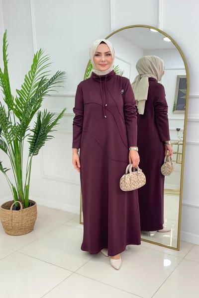 SEREN OYSHO ELBİSE - BORDO Bordo