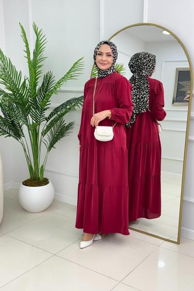 SEVİM ELBİSE - BORDO Bordo