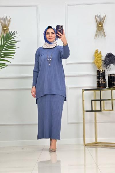 SİMAY ETEKLİ TAKIM-İNDİGO MAVİ İndigo mavi