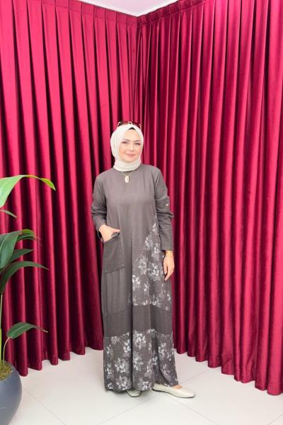 TREND KETEN ELBİSE-KAHVERENGİ Kahverengi