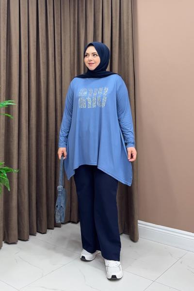 Asimetrik Miu Tunik - İndigo