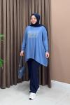 Asimetrik Miu Tunik - İndigo