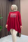 Asimetrik Miu Tunik - Bordo