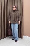 Atkılı Peluş Ceket - Kahve