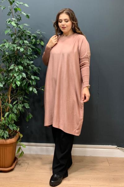 Basic Triko Tunik - Pudra
