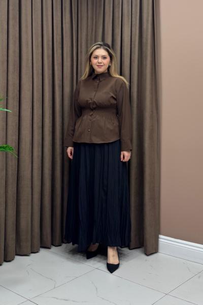 Büzgü gömlek - Acı Kahve