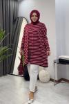 Çizgili  Tunik - Bordo