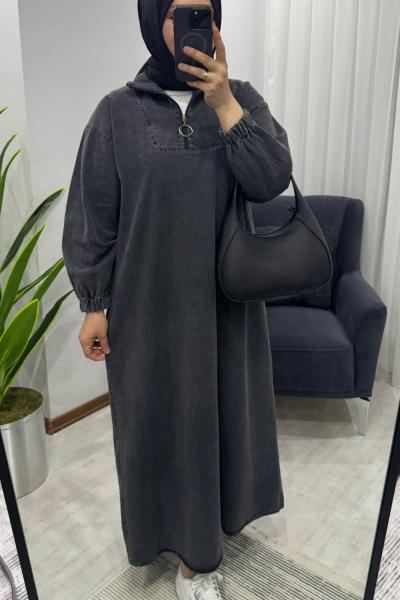 Denim Sarah Elbise - Siyah