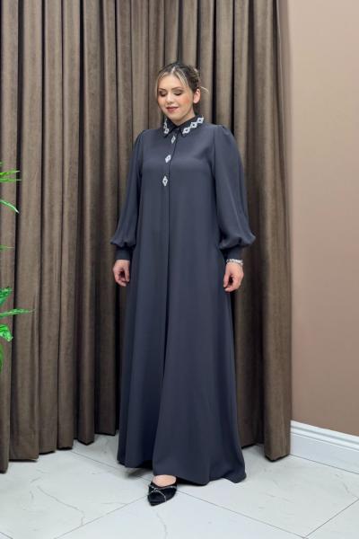 Elegant Elbise / Ferace - Antrasit