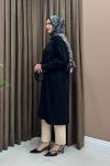 Fermuarlı Merserize Tunik - Siyah
