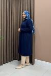 Fermuarlı Merserize Tunik - Lacivert