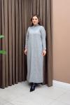Fitilli Triko Elbise - Gri