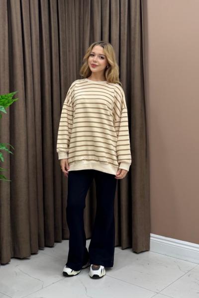 Holly Sweat - Kahve Çizgili