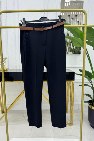 KEMERLİ PANTOLON - SİYAH