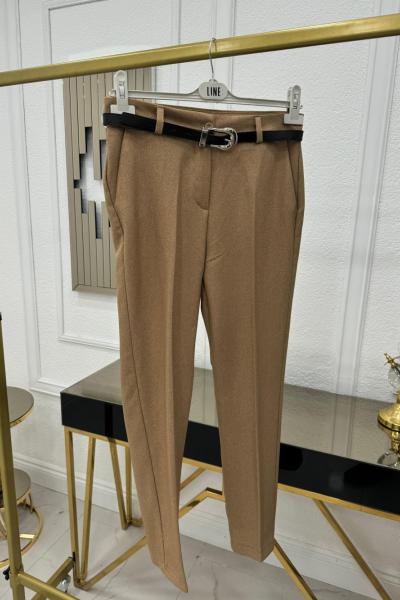 Kışlık Kemerli Pantolon - Camel