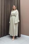 Kolu Fırfır Elbise - Taş