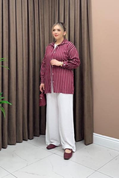 Lily gömlek - Bordo