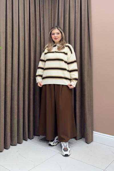 Lucy Çizgili Kazak - Krem