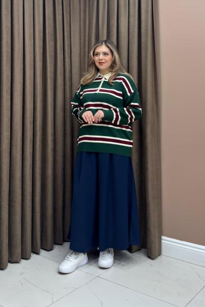 Lucy Çizgili Kazak - Zümrüt