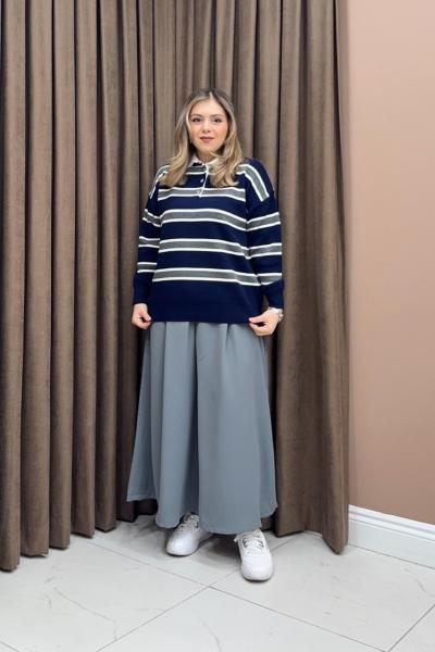 Lucy Çizgili Kazak - Lacivert