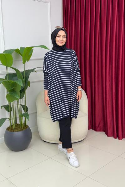 Mira Çizgili Tunik - Lacivert