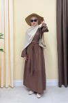 Pinterest Keten Elbise - Kahve