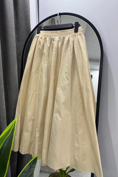 Poplin Cepli Etek - Bej